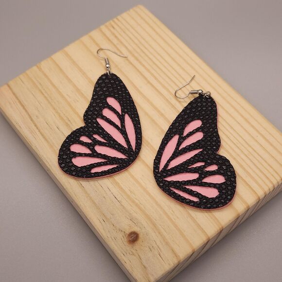 Hand Crafted Jewelry - Textured Butterfly Wing Statement Earrings